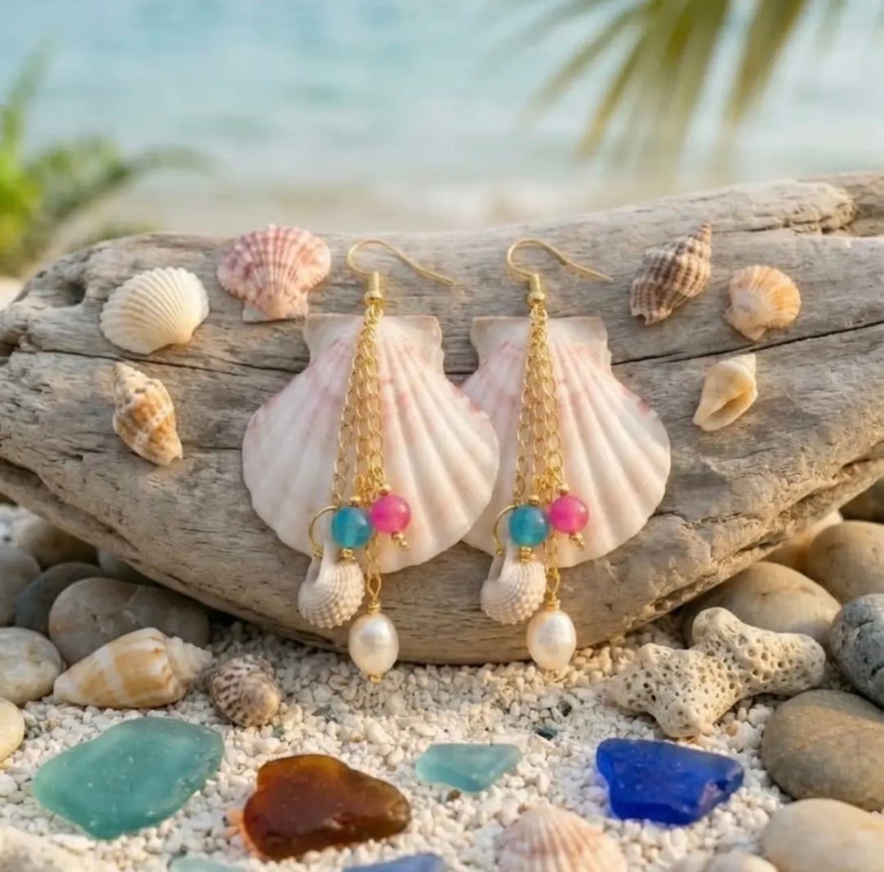 Fan Shell Pearl Earrings